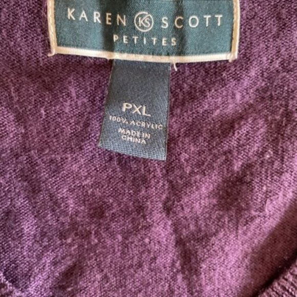 karen scott petite tops purple v neck PXL - Picture 2 of 5
